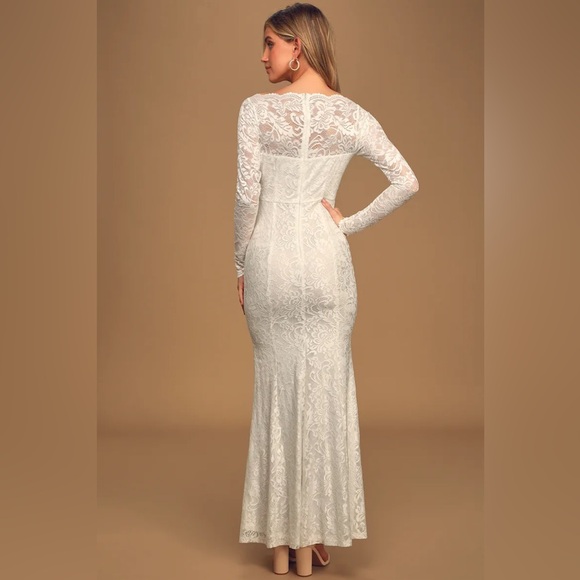 Lulus Farida White Lace Long Sleeve Maxi Dress White XXS NWT Victorian Formal - Picture 2 of 15